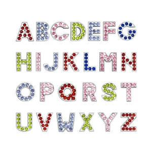 Silver Rhinestone Slide Letters a to Z Rhinestones Slider Alphabet Beads Bling Initials Letter Statement Charms