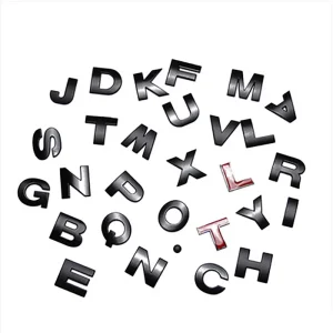 Silver Solid 3D Car Decoration Sticker English Alphabet Car Label Number Sticker Car Bonnet Letters Emblem Stickers