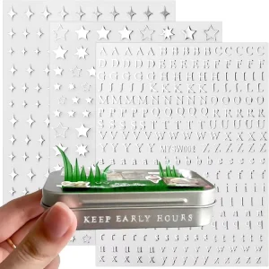 Silver Star Stickers Letter Stickers Aesthetic Stickers Self Adhesive Small Stickers 3D Alphabet Stickers DIY Decorative Sticker