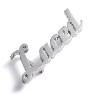 Simple Design Initial Letter Metal Name Plate Silver Belt Buckle for Men and Women