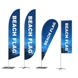 Single Sided Double Side Print Teardrop Rectangular Feather Banner Flag Custom For Advertising Promotion