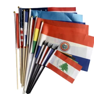 Small Handheld National Flags Banners Costa Rica Hand Held Flag With Plastic Pole