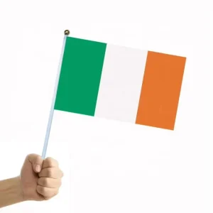 Small Ireland Flag Stick Handheld Waving Irish Flags 14 X 21 cm Mini Ireland Flag for Outdoor Parades