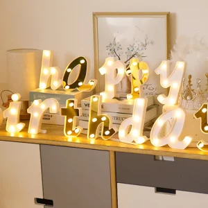 Small LED Marquee Letter and Number Lights Golden Alphabet Lights for Birthday Proposal Wedding Party Romantic Home Decor