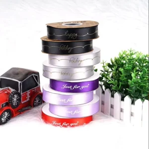 Small MOQ Custom Printed 100% Polyester Satin Ribbon for Business Brand Name & Flower Decoration