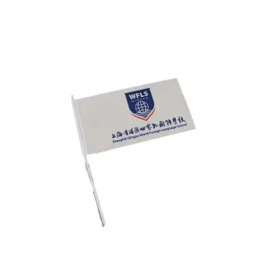 Small Mini Handheld Stick Flag Hand Held Waving Flag With Plastic or Wood Pole Customizable 100% Polyester Custom Logo Flag