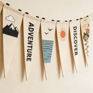 Small Personalized Felt Pennant Custom Sign Banner Camp Flags Felt Flags Pennants and Triangular Felt Flags