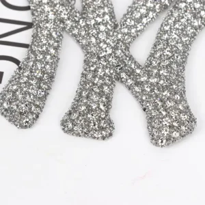 Small Size Sport Letter N Letter Y LOGO Rhinestone Letter Patches Iron on Glass Crystal Rhinestones Applique Patches