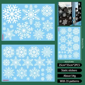 Snow Static Christmas Window Clings Window Stickers Electrostatic for Glass Double-Side Reusable Home Decoration Removable Decal