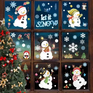 Snowman Electrostatic Glass Sticker PVC Christmas Static Cling Decal Stickers Party Window Stickers