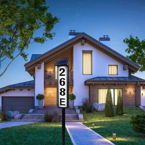 Solar Address Sign House Numbers Outdoor Waterproof Illuminated LED Lighted Address Plaque for Yard Home