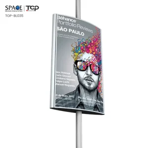 Solar Power Double Side Advertising Lamp Pole Light Boxes Signage Static Fabric Light Box