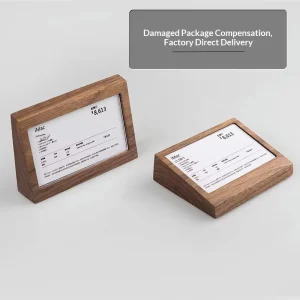 Solid Wood Eco Friendly Home Decor Double Sided Table Card Display Stand with Price and Standing Signs