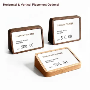 Solid Wood Tabletop Display Stand Holder Price Sign Menu Name Card Label Holder Detachable Base Retail Store Restaurant Office