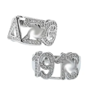 Sorority Silver Greek Letter DST Ring Rhinestone Finger Ring