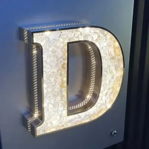 Source Manufacturer Diamond Sign Light up Letters Side Punching Perforated Letters Gold Led Logo Sign Business Sign