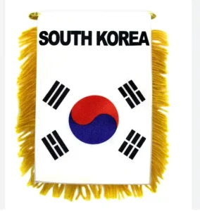 South Korea Soccer Match Digital Printing Pennant Mini Banner for Cars Hanging Aluminum Flagpole Window Hanging