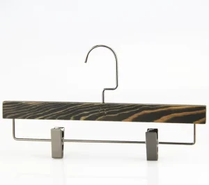 Special Wood Grain Wooden Pants Hanger With Silver Metal Clips for Display