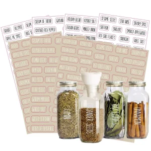 Spice Label and Pantry Custom Labels Set Herbs Names Water Resistant Spice Jar Sticker for Spice Organization