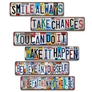 Spliced Long Metal Sign Motivational Positive Quote Wall Decor for Farmhouse Living Room