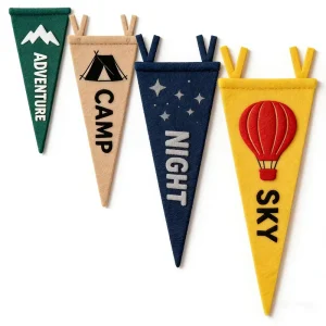 Sport Football Small Custom Logo Personalized Polyester Felt Pennant Flag Banner Promotional Hanging Wall Flag Printed