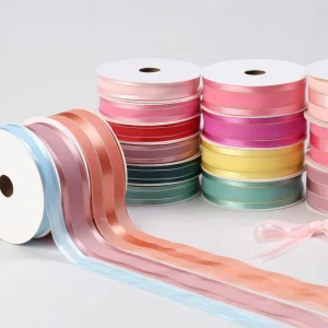Spot Supply High-Density Ribbon Design 100% Polyester Gold Foiled Ribbon for Christmas Gift Packing Decoration Satin Ribbon