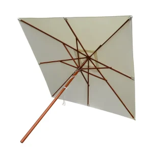 Square Waterproof Chinese Outdoor Advertising Wooden Beach Sun Parasol Pulley Crank System for Park Outdoor Furniture