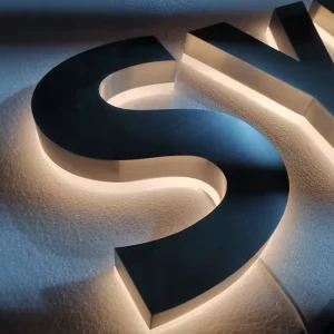 Stainless Steel 3D Backlit Letters Sign for Advertising in Companies Hospitals Customizable Size Color Wall Mount