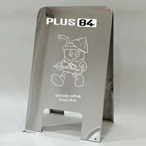 Stainless Steel A Frame Sign Custom Mirrored Brushed Foldable Floor Standing Sidewalk Sign For Shop Store Front