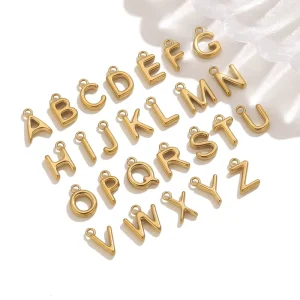 Stainless Steel A Z Letter Charms for Necklace Bracelet English Alphabet Initial Letter Pendants Jewelry Makings