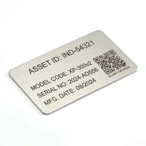 Stainless Steel Custom Etched Equipment Nameplate Machine Data Plate Serial Number ISO9001 Certified Custom Colors for