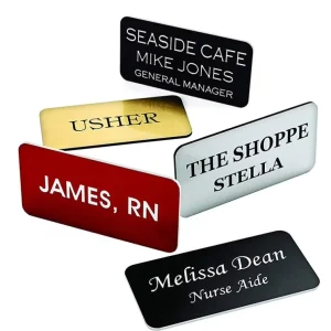Stainless Steel Custom Metal Personalized Engraved Name Tag Badges Pin Magnetic Backing Customized Color Logo For Promotional