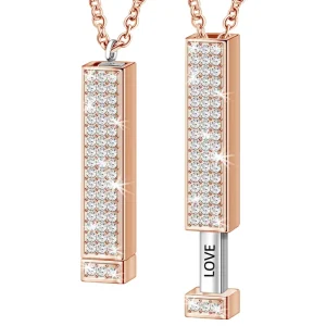 Stainless Steel Custom Name Jewelry Necklaces Rose Gold Crystal Necklace for Women
