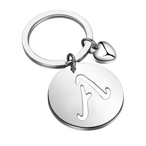 Stainless Steel Cut Out Hollow Letter Capital Round Coin Disc Pendant Jewelry Charm for Necklace and Bracelet Making