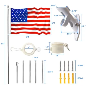 Stainless Steel Decoration Removable Indoor Outdoor Kit Telescopic Flagpole Bracket Flag Pole