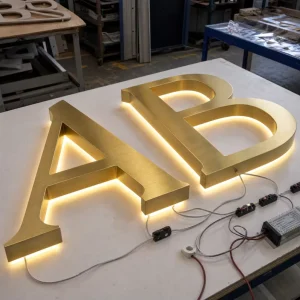 Stainless Steel Halo Lit Letters Waterproof Commercial Signage