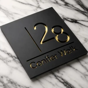 Stainless Steel House Numbers Brushed Aluminum Door Plate Laser Cut OEM Service For Contractor Project
