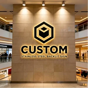 Stainless Steel LED Channel Letters Backlit Sign with Customizable Text Numbers for Office Commercial Use Indoor Outdoor