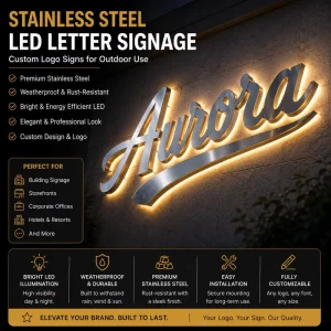 Stainless Steel LED Letter Sign for Outdoor Facade Custom Logo Signage