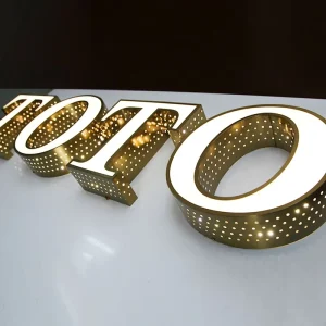 Stainless Steel LED Punching Channel Letters Signs 3D Outdoor Illuminated Store Signage Company Logo Sign LED Side-lit Letters