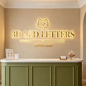 Stainless Steel Light Up Letters with LED Backlit for Office Signs and Wall Decor Customizable Text Logo Display