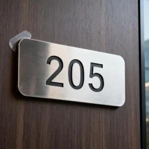 Stainless Steel Metal Signage Exterior Etched Engraved Building Number Door Plate Plaque for Hotels and Houses