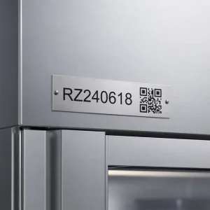 Stainless Steel QR Code Barcode Asset Tag Durable Etched Metal Nameplate for Medical Freezer and Industrial Laboratory Device