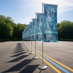 Stainless Steel Round Telescopic Lamp Post Flagpole Water Injection Base 3 Meters Outdoor Advertising Beach Road Use