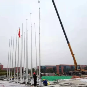 Stainless Steel Tapered Flagpole 10m 20m Built In Winch System Low Noise Large Flagpole Outdoor