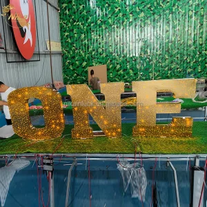 Starlight Stainless Steel Letter Perforated LED Lighted Gold Metal Luminous Characters