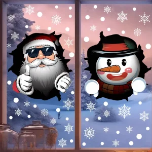 Static Christmas Window Sticker Glass Electrostatic Double sided Reusable Home Decoration Detachable Decal