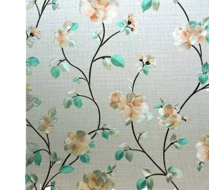Static Cling Adhesive Free Anti UV Frosted Jasmine Floral Stained Glass Privacy Film Vinyl Home Bathroom Office Wall Sticker