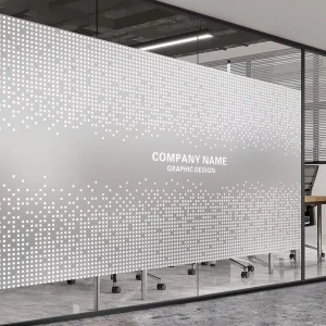 Static Cling Digital Printing Decal Office Glass Door Minimalist Geometric Dots Frosted Glass Corporate Branding Privacy Film
