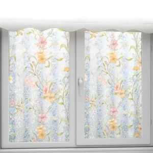 Static Cling Floral Window Film Decorative Privacy Sticker Home Office Door Decoration DIY Design Glass Window Decal
